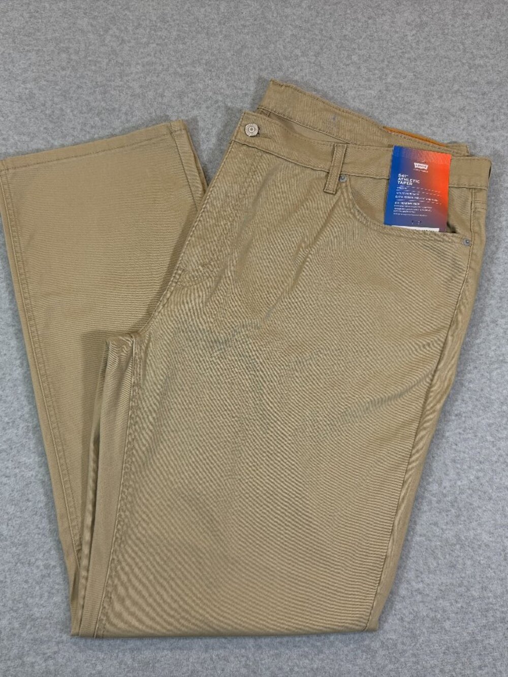 Levi's 541 Athletic Taper Pants 46x34 Tan Khaki Stretch All Seasons Tech Twill